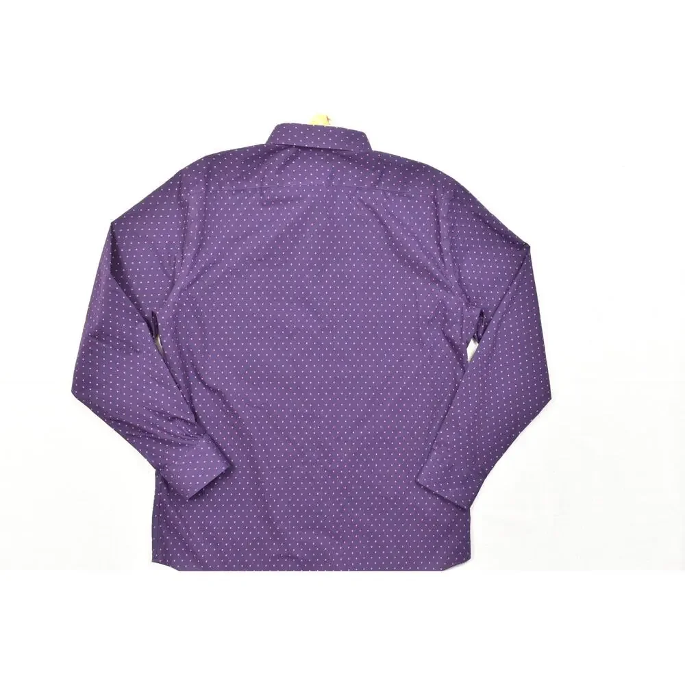 Banana Republic Shirt Mens Large Slim Fit Purple Polka Dot Long Sleeve Non-Iron